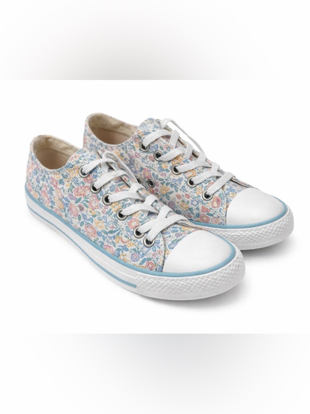 Ralph Lauren Girls Floral Pink Blue Canvas Sneakers
